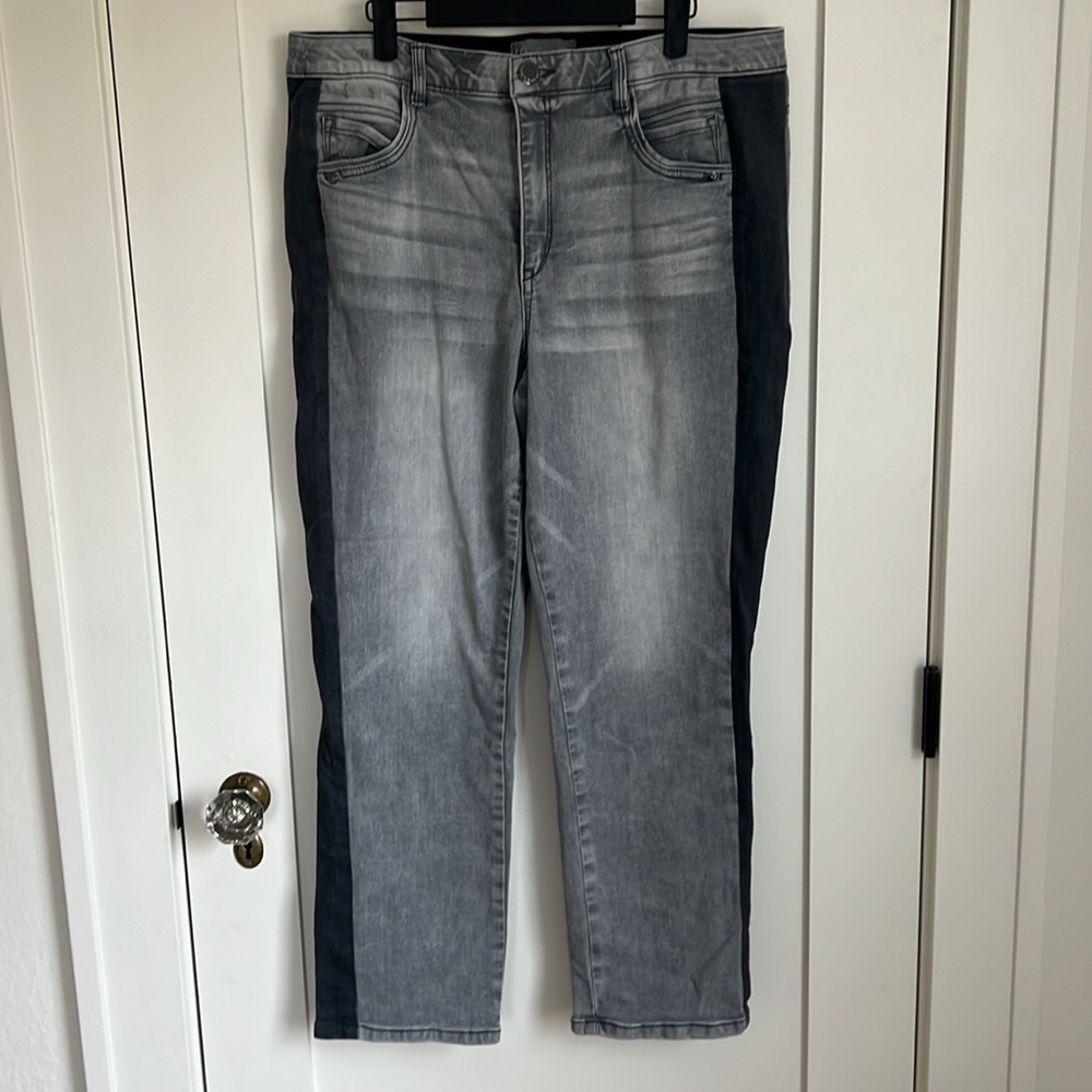 🕶️Wit&Wisdom Ab Soultion High Rise Slim Straight Denim 16 Tuxedo Grey Jeans - Picture 2 of 6